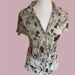 APT 9 Floral ruffled collared blouse Y2k